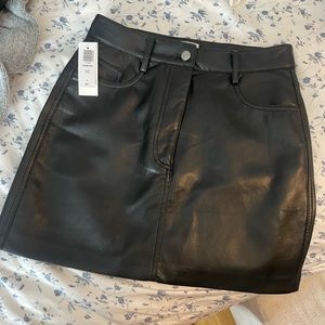 Black Leather high waisted mini skirt